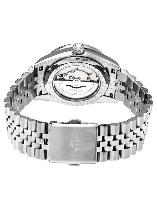 NWT Empress Constance Black Brushed-Finish Sunray Dial Automatic Ladies Watch